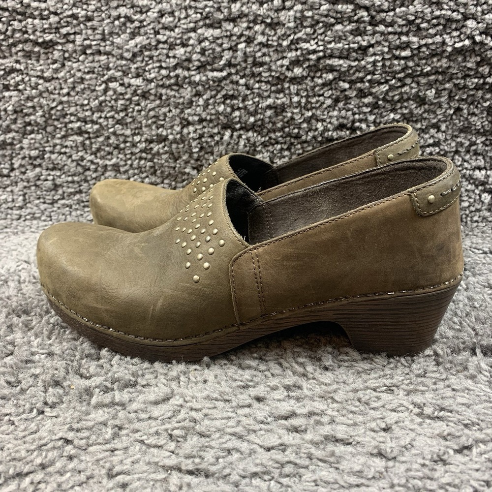 Dansko Women's Mavis Brown Nubuck Studded Slip On Clog Size EU 41 US 10.5-11
